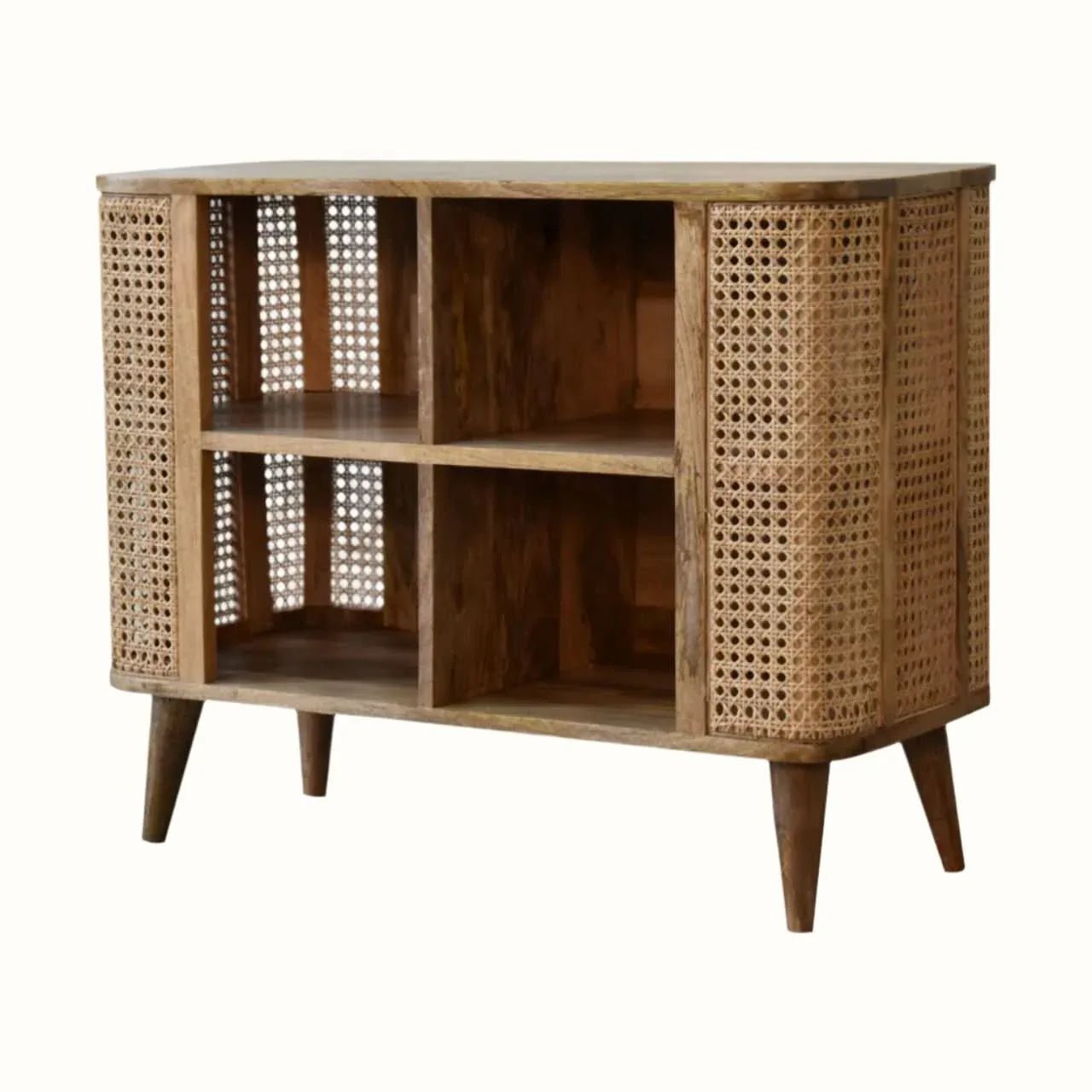 Seeley Cane Open Cabinet, 4 Shelves - Natural - Bokel Home