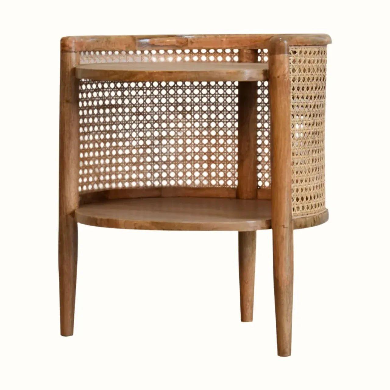 Seeley Cane Open Side Table, Small - Natural Side Tables - Bokel Home