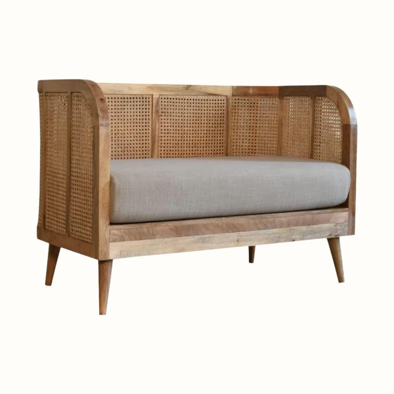 Seeley Cane Sofa - Mud Linen/Natural Sofa - Bokel Home