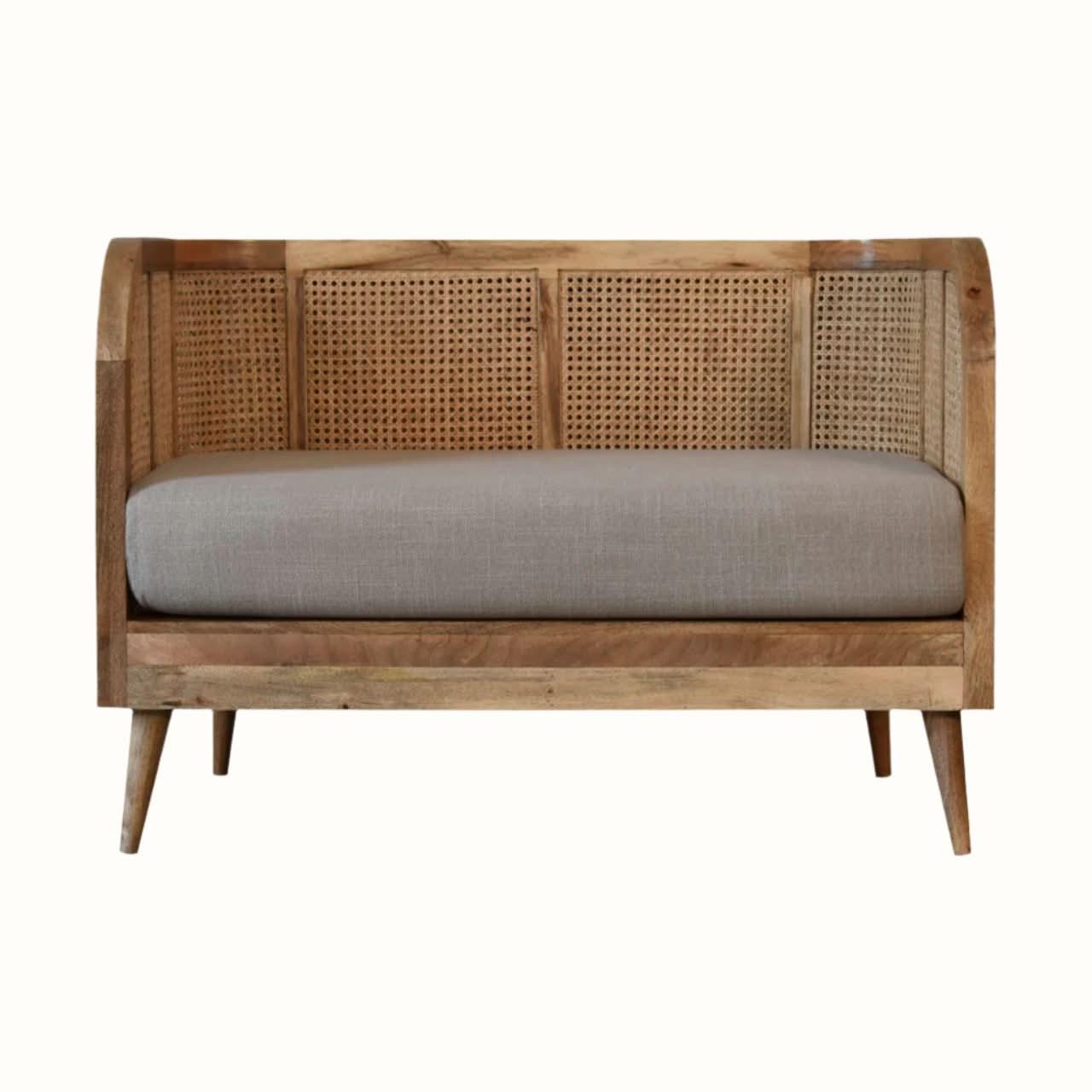 Seeley Cane Sofa - Mud Linen/Natural - Bokel Home