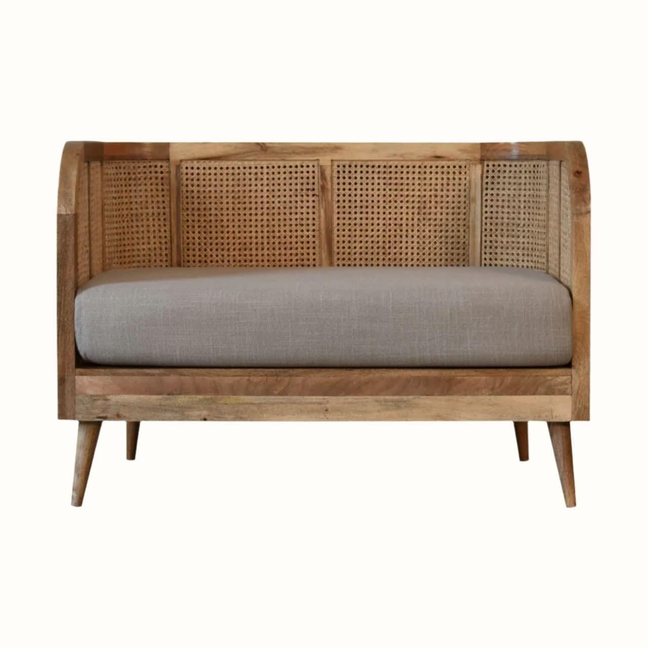 Seeley Cane Sofa - Mud Linen/Natural Sofa - Bokel Home
