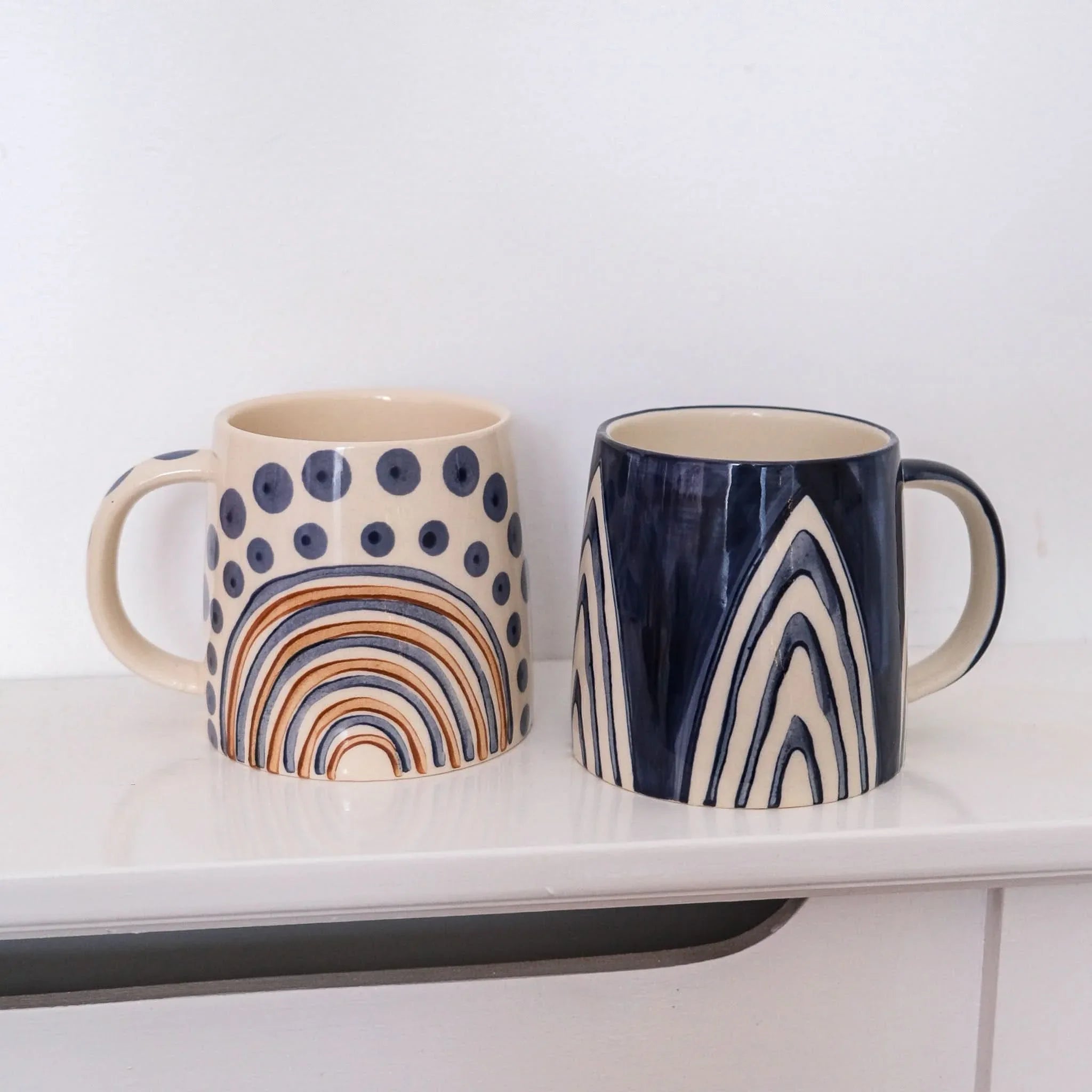 Shama Hand Painted Blue Mug Mugs - Bokel Home