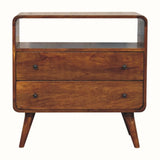 Hamade Open Chest of 2 Drawers, Small - Chestnut Chest of Drawers Bokel Home