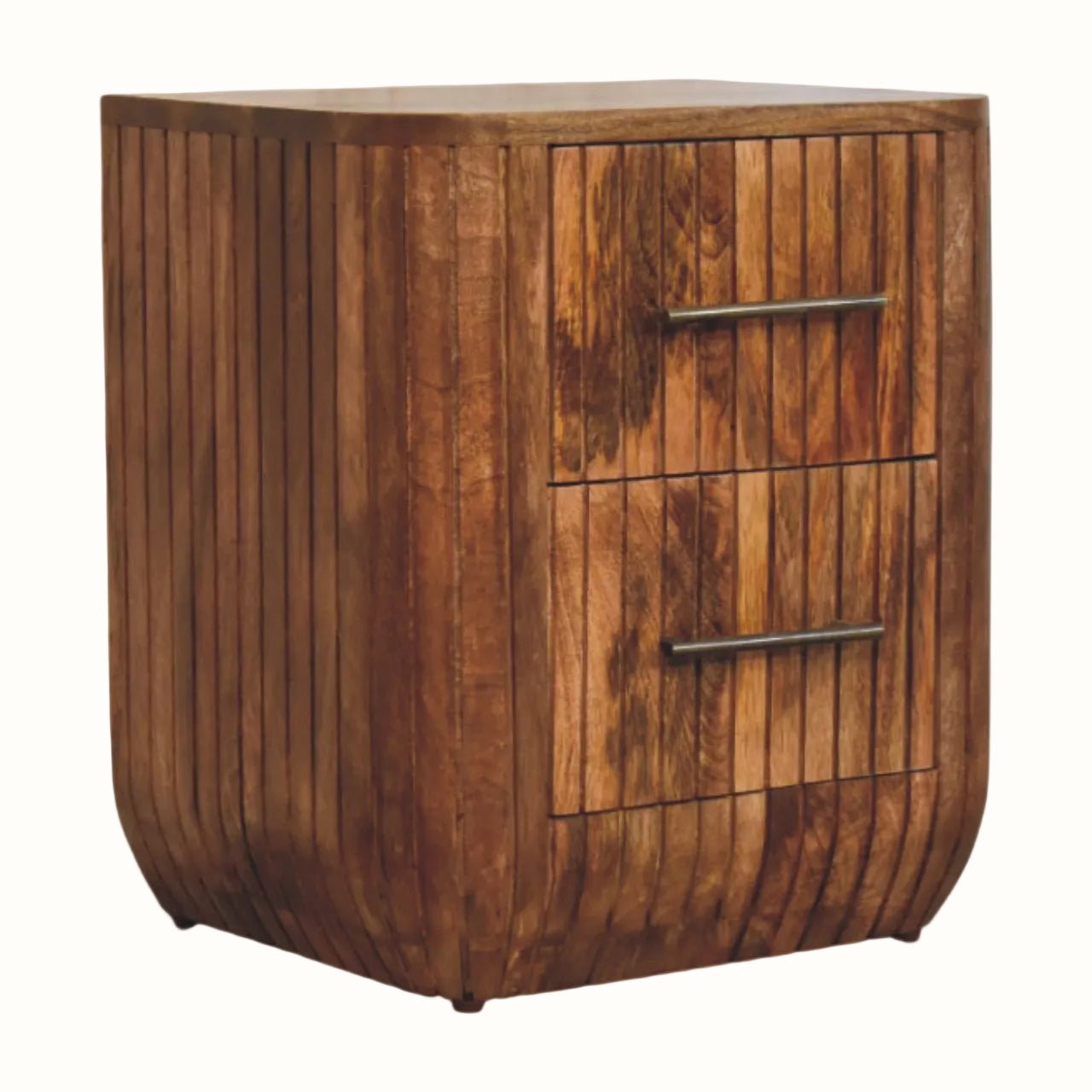 Soren Fluted Bedside Table, Medium - Golden Teak Bedside Tables - Bokel Home