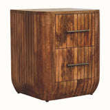 Soren Fluted Bedside Table, Medium - Golden Teak Bedside Tables - Bokel Home