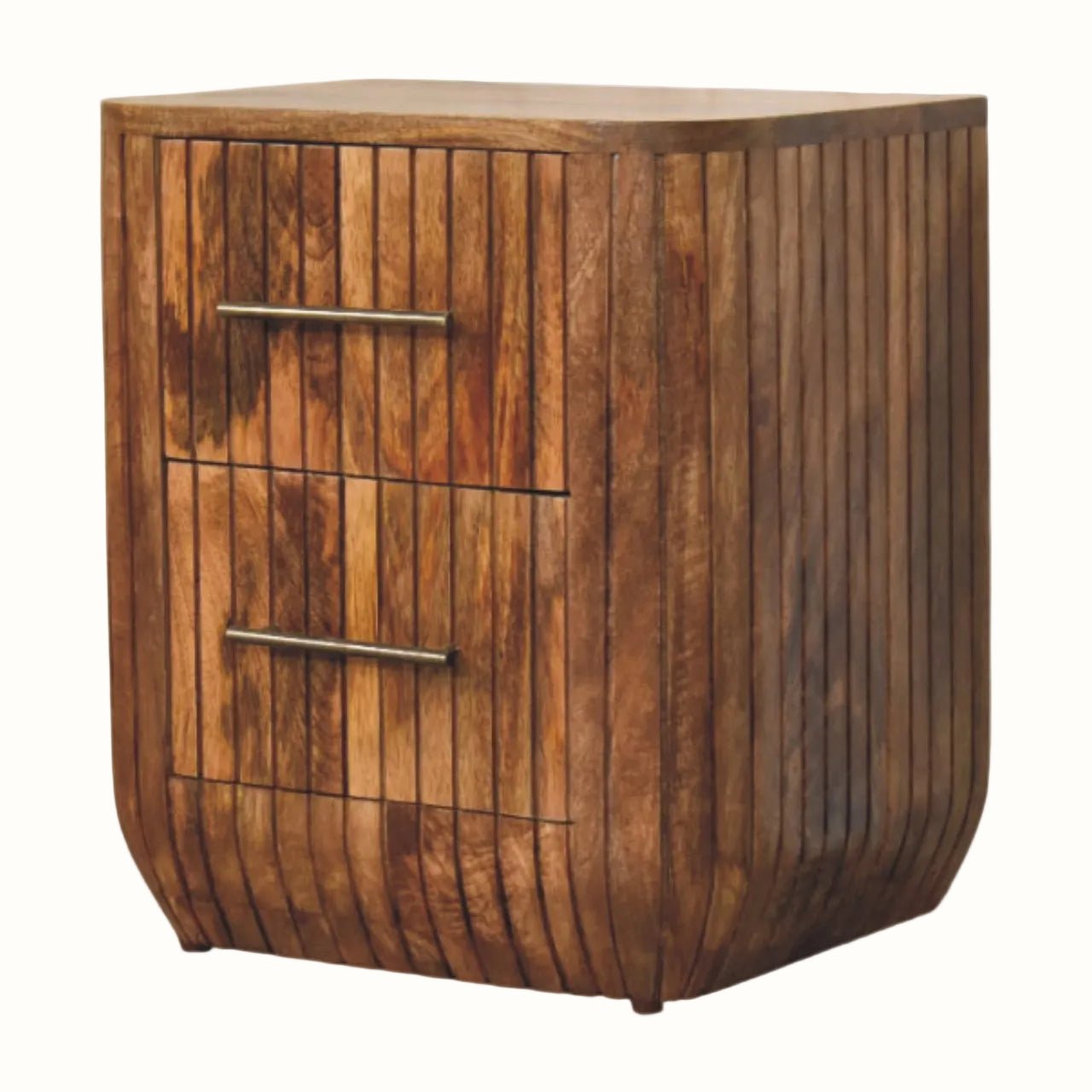 Soren Fluted Bedside Table, Medium - Golden Teak Bedside Tables - Bokel Home