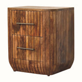 Soren Fluted Bedside Table, Medium - Golden Teak Bedside Tables - Bokel Home