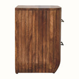 Soren Fluted Bedside Table, Medium - Golden Teak Bedside Tables - Bokel Home