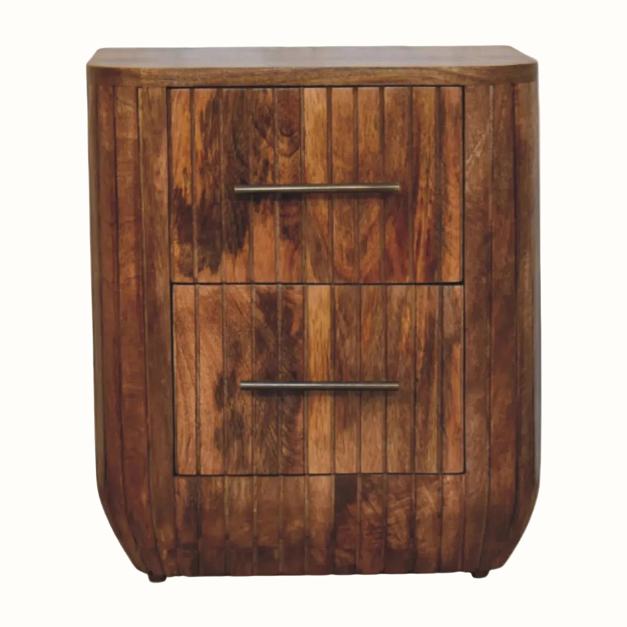 Soren Fluted Bedside Table, Medium - Golden Teak Bedside Tables - Bokel Home