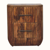 Soren Fluted Bedside Table, Medium - Golden Teak Bedside Tables - Bokel Home