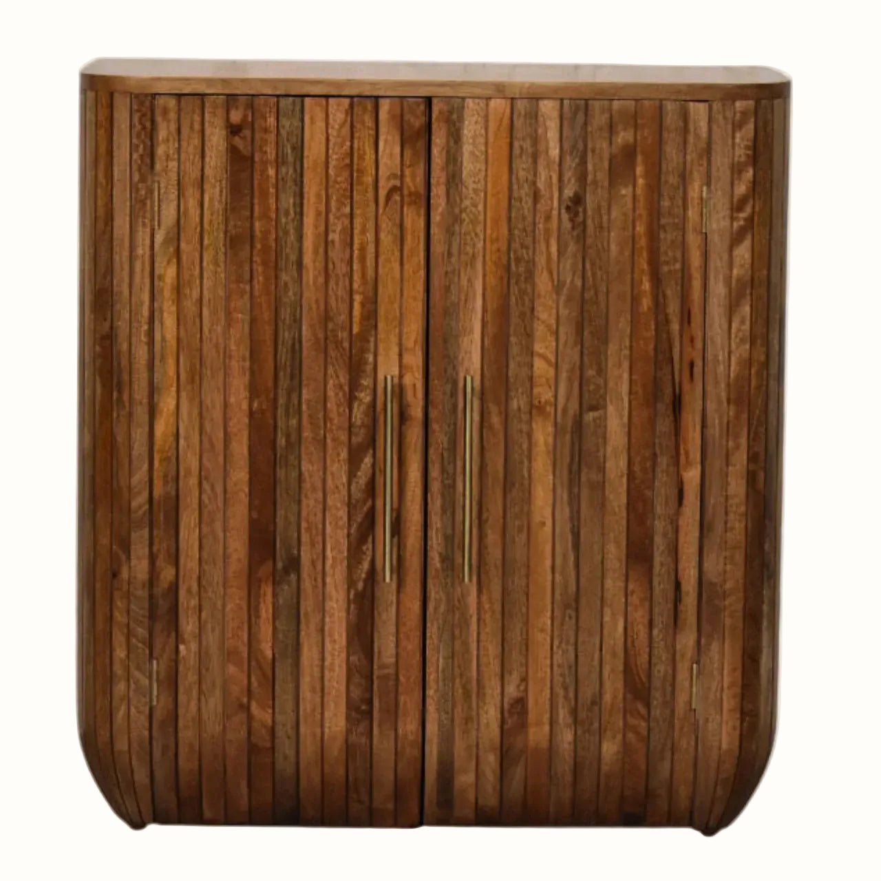 Soren Fluted Curve Cabinet, Small - Golden Teak Cabinet - Bokel Home