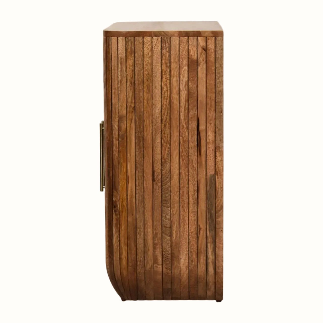 Soren Fluted Curve Cabinet, Small - Golden Teak Cabinet - Bokel Home