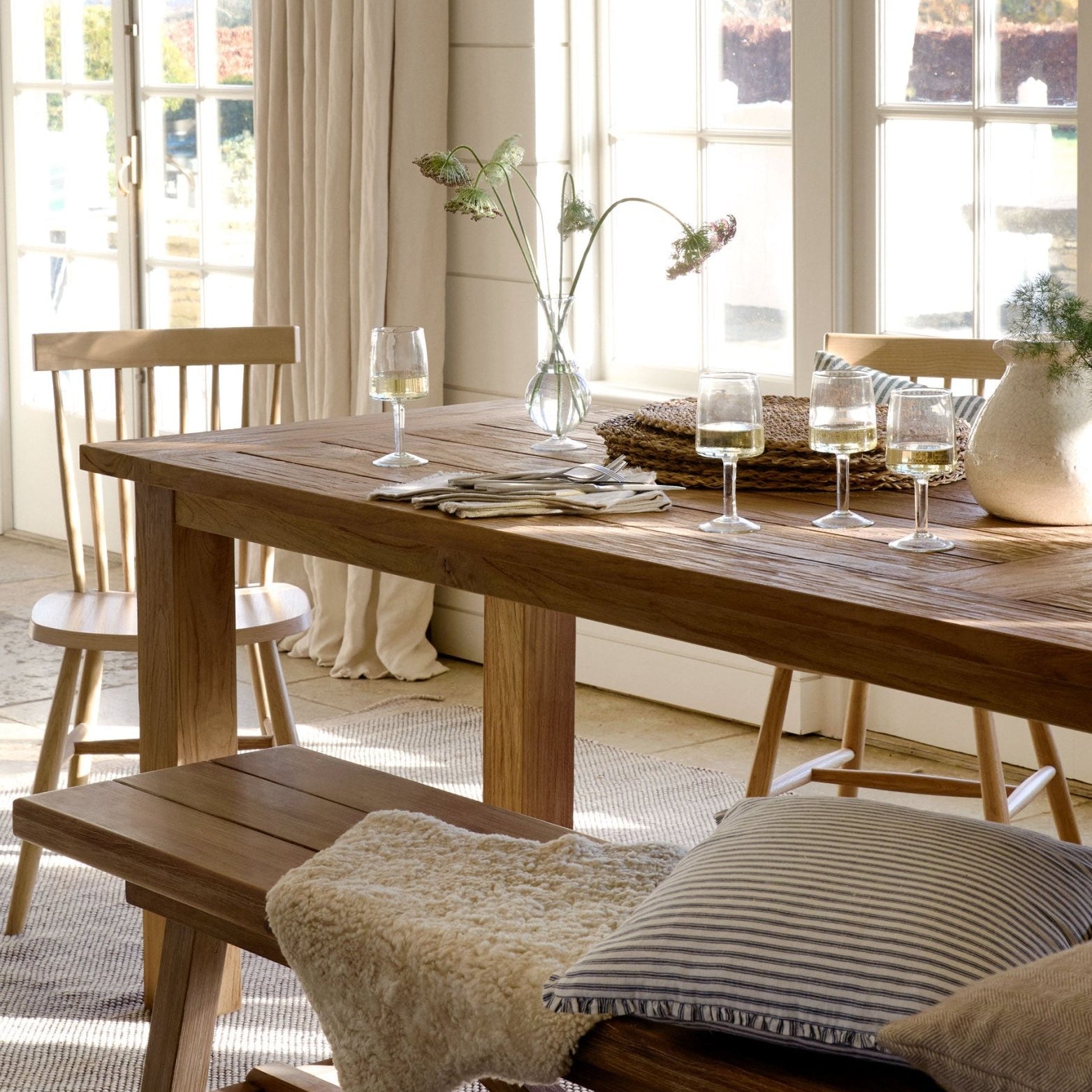 St Mawes Refectory Table 10 Seater - Teak, Natural Dining Tables - Bokel Home