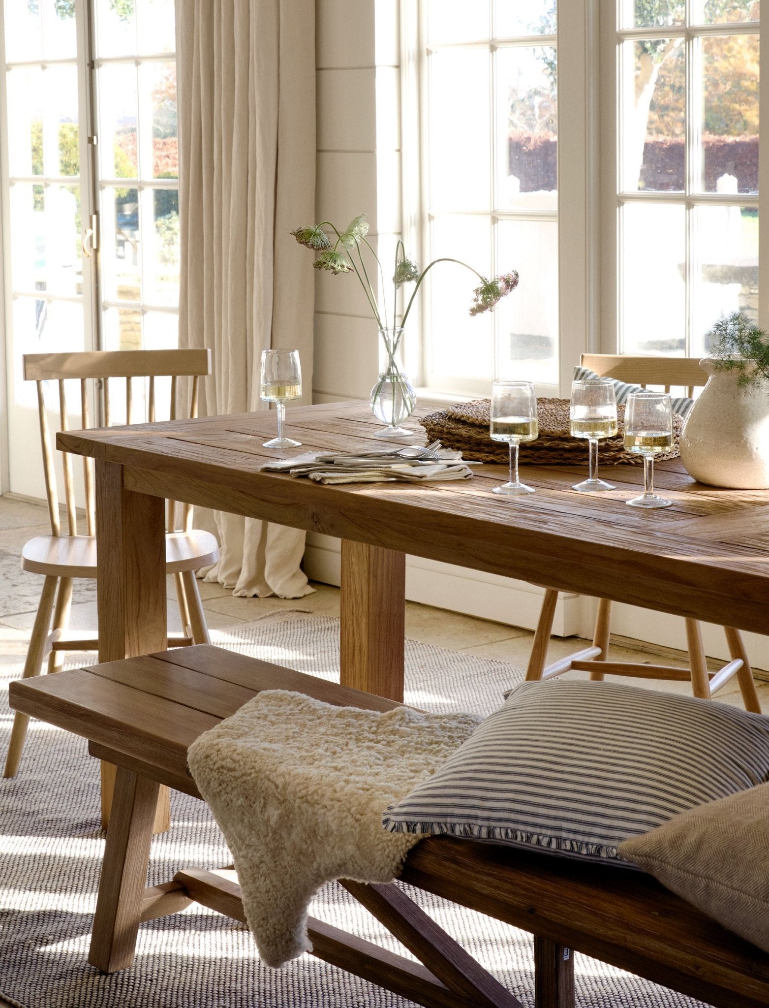 St Mawes Refectory Table 10 Seater - Teak, Natural Dining Tables - Bokel Home