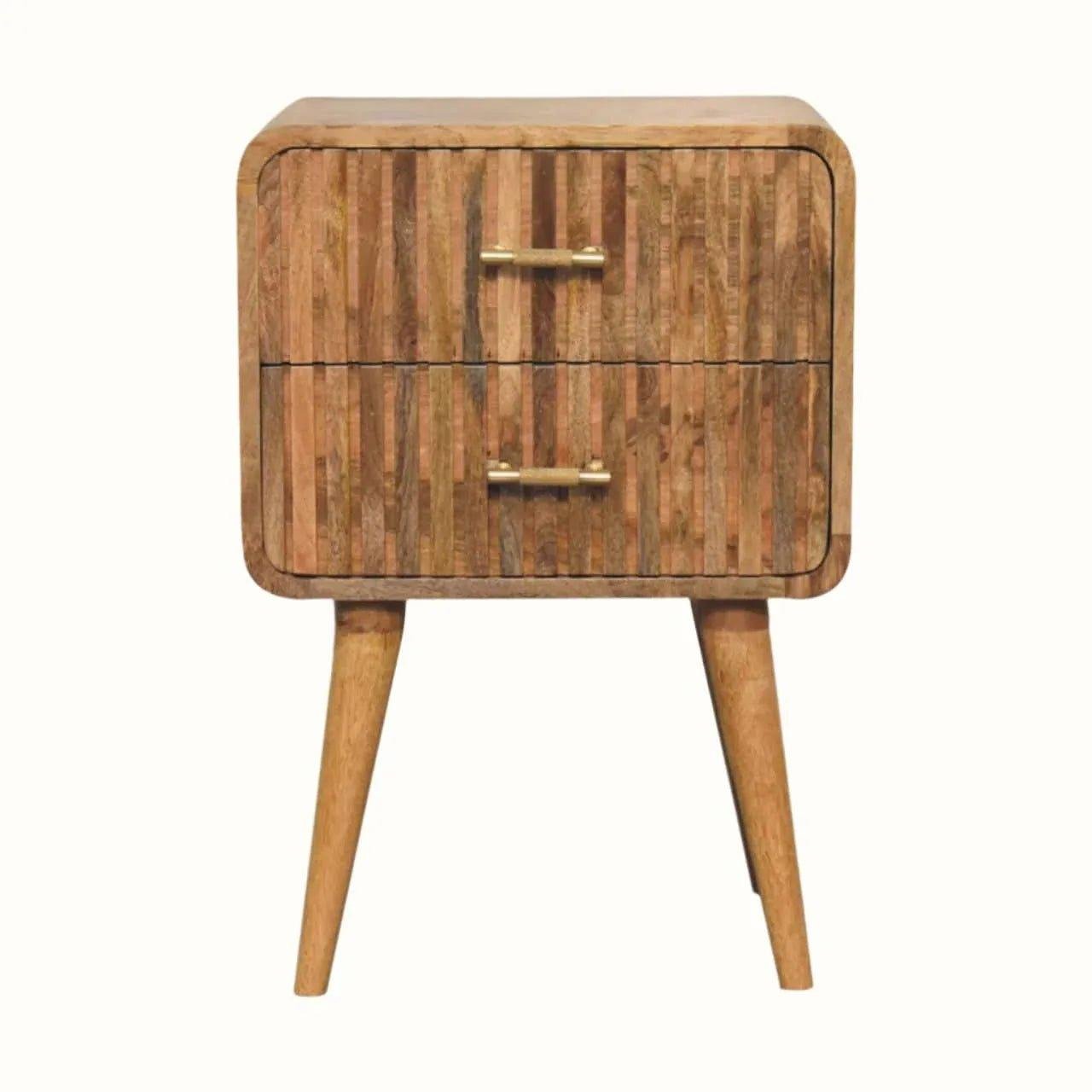 Stella 2 Drawer Bedside Table, Medium - Natural Bedside Tables - Bokel Home