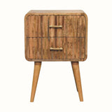 Stella 2 Drawer Bedside Table, Medium - Natural Bedside Tables - Bokel Home