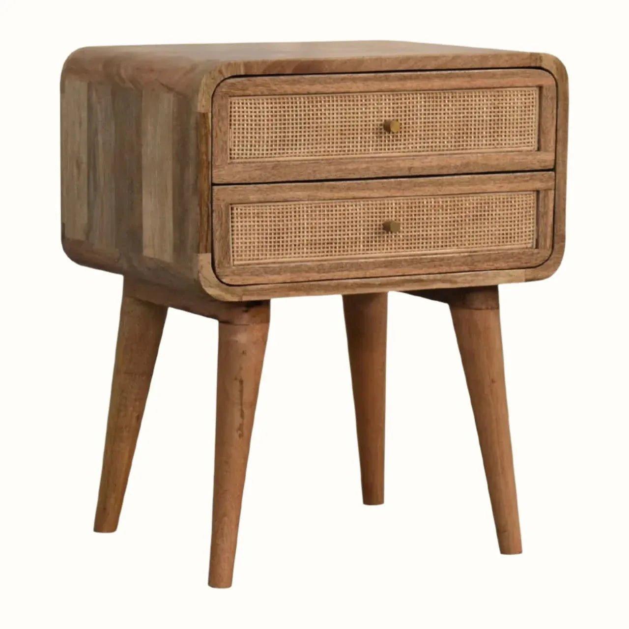 Wellner Cane Bedside Table with 2 Drawers, Medium - Natural Bedside Tables - Bokel Home