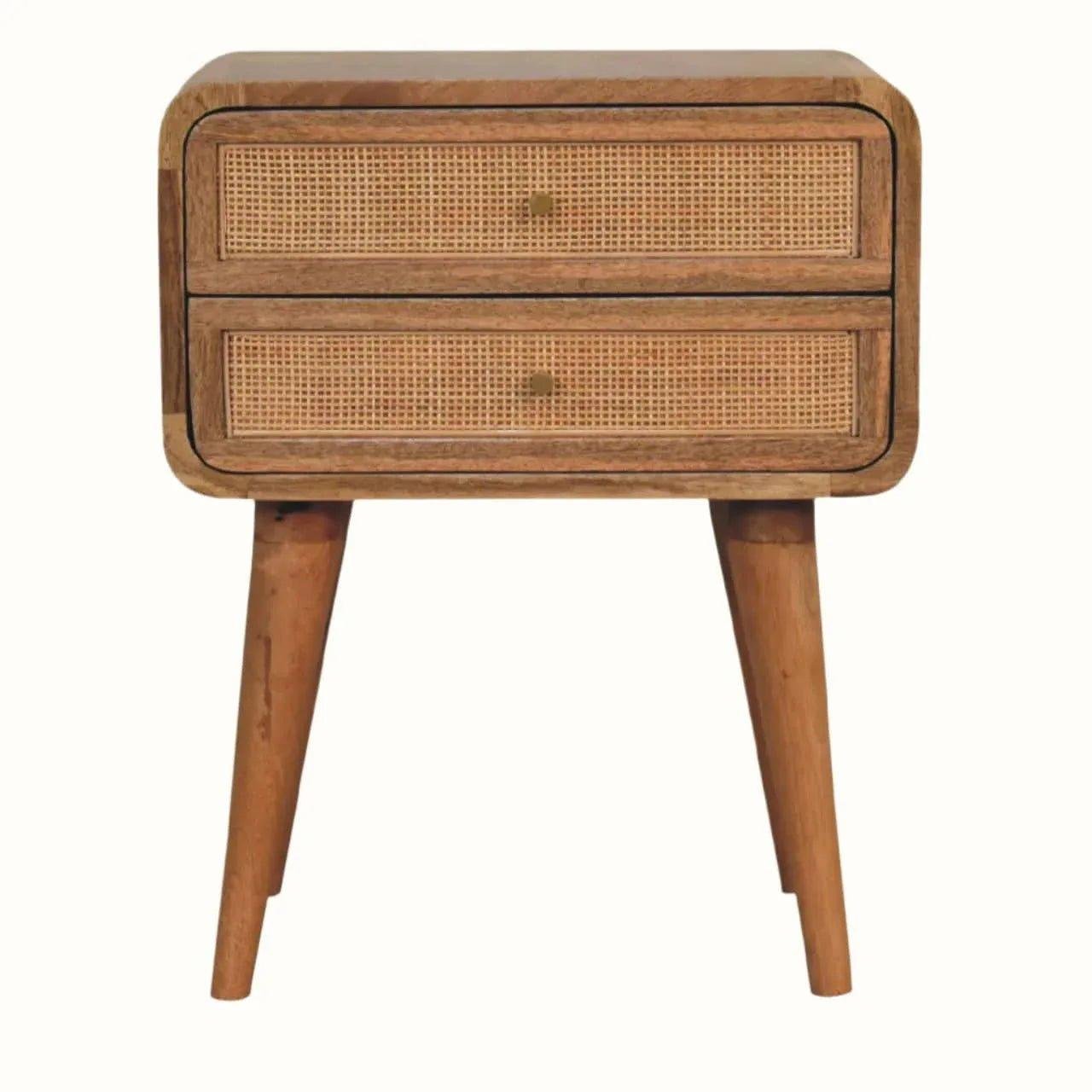 Wellner Cane Bedside Table with 2 Drawers, Medium - Natural Bedside Tables - Bokel Home