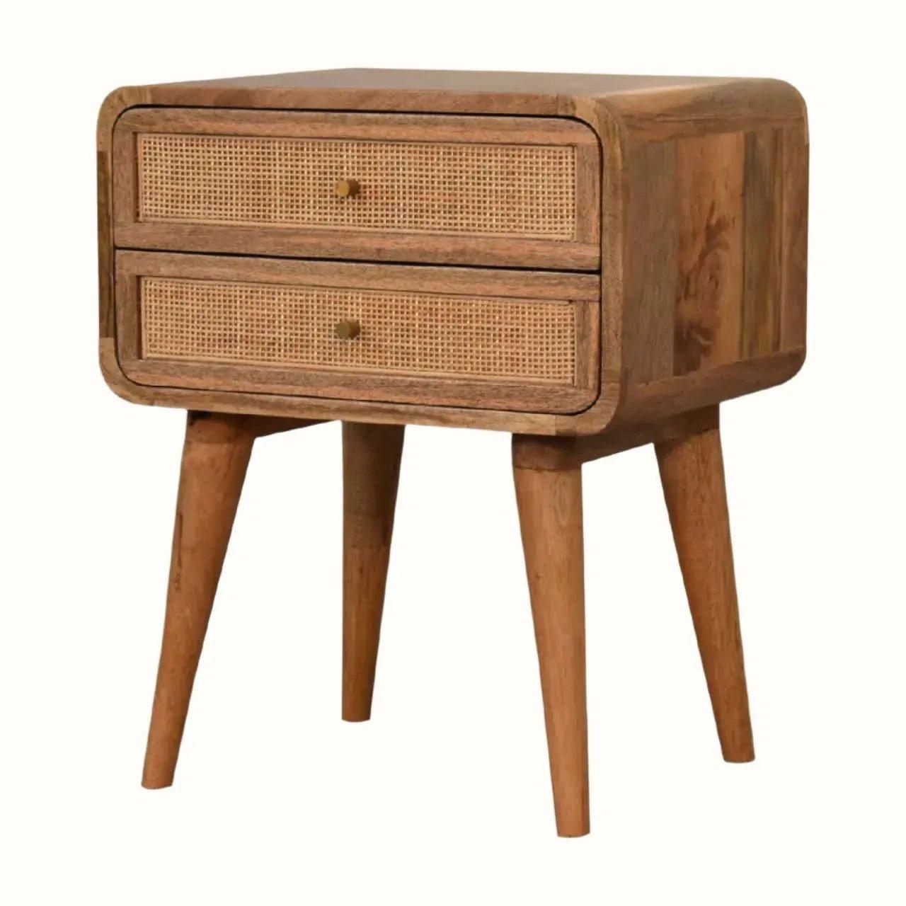 Wellner Cane Bedside Table with 2 Drawers, Medium - Natural Bedside Tables - Bokel Home