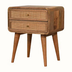 Wellner Cane Bedside Table with 2 Drawers, Medium - Natural Bedside Tables - Bokel Home