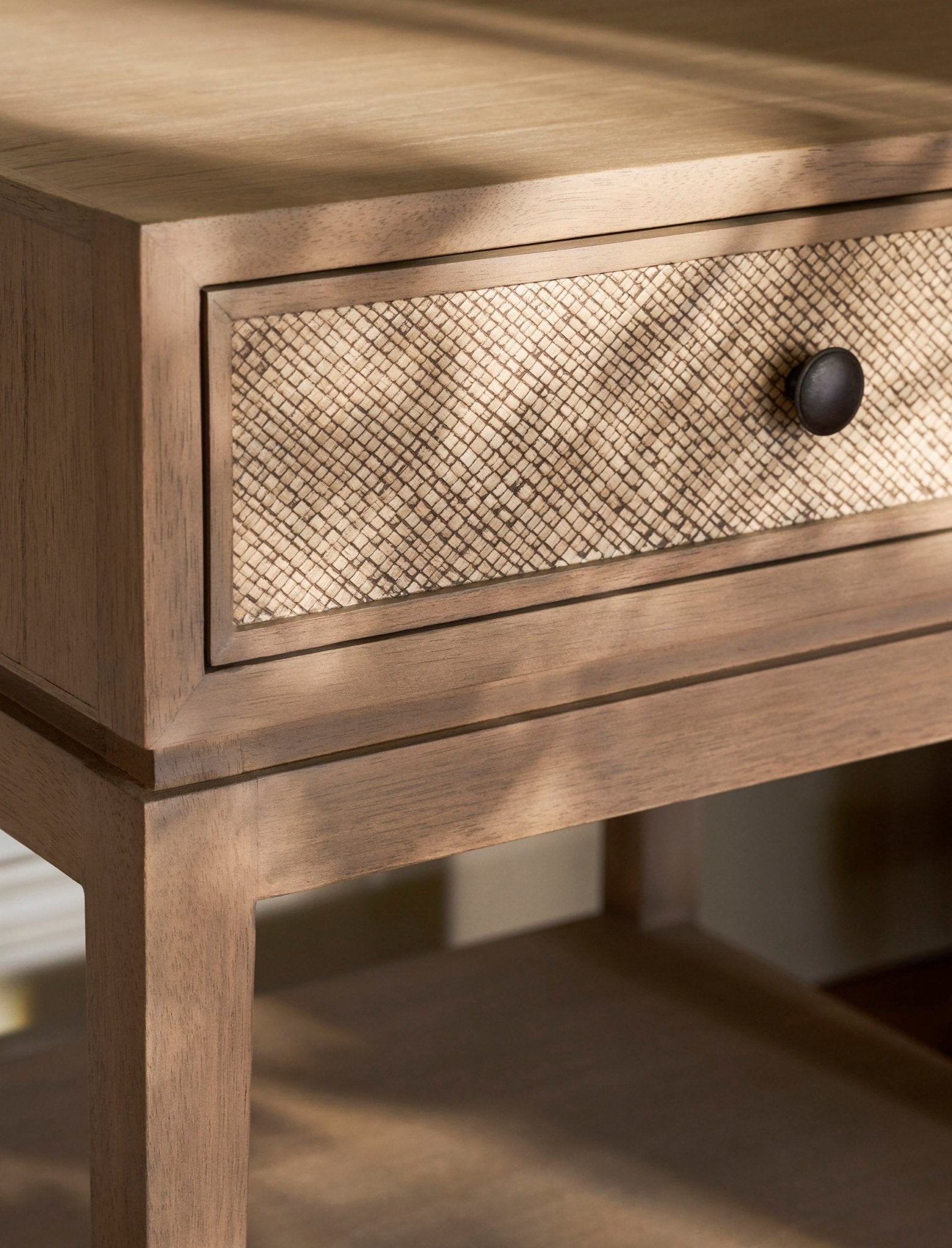 Widcombe Side Table With Drawer - Bayur Wood, Natural Bedside Tables - Bokel Home