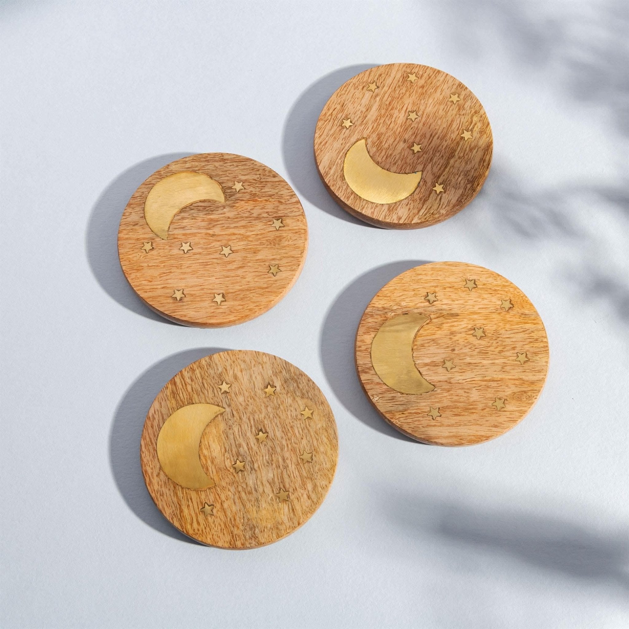 Wooden Crescent Coasters - Set of 4 Coasters - Bokel Home