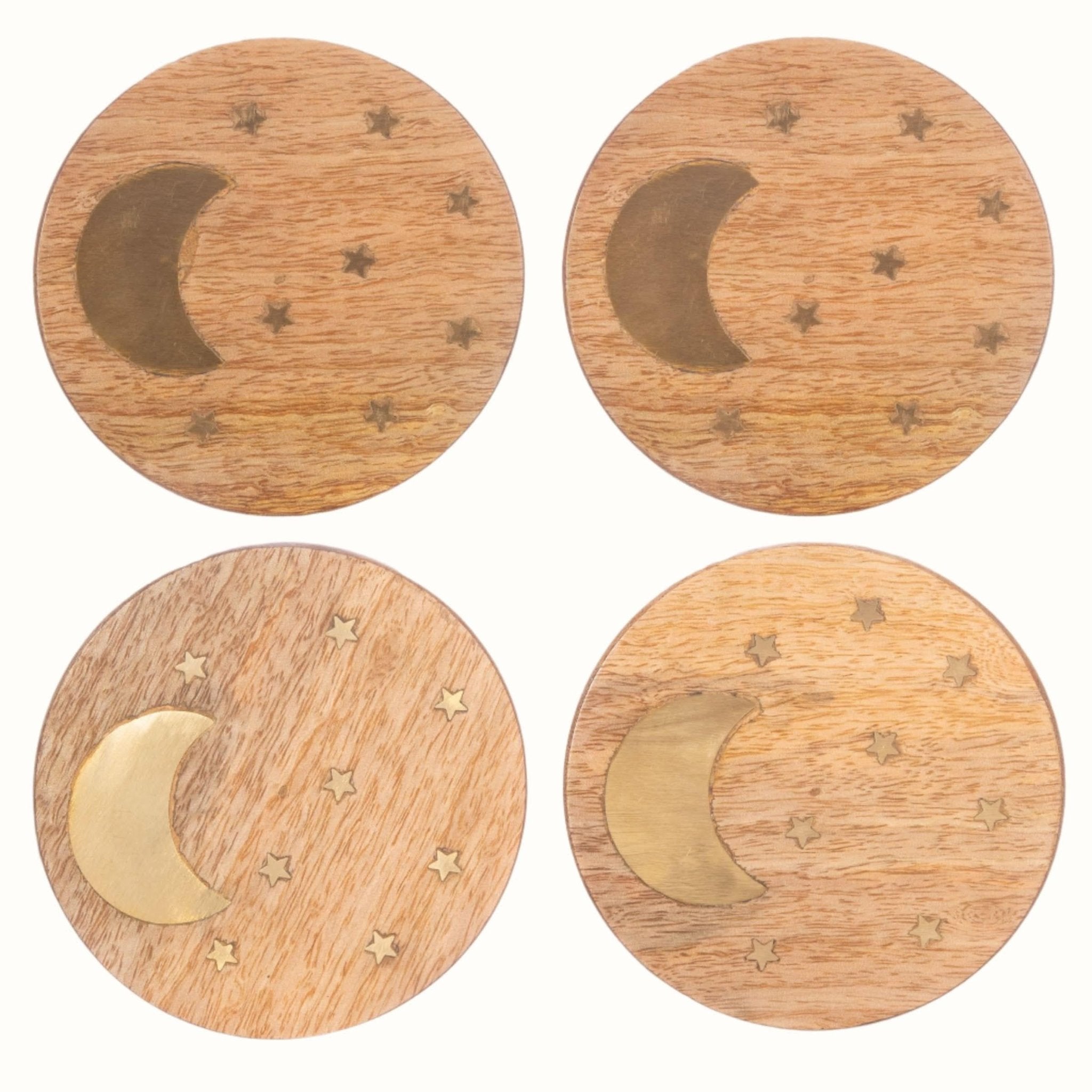 Wooden Crescent Coasters - Set of 4 Coasters - Bokel Home